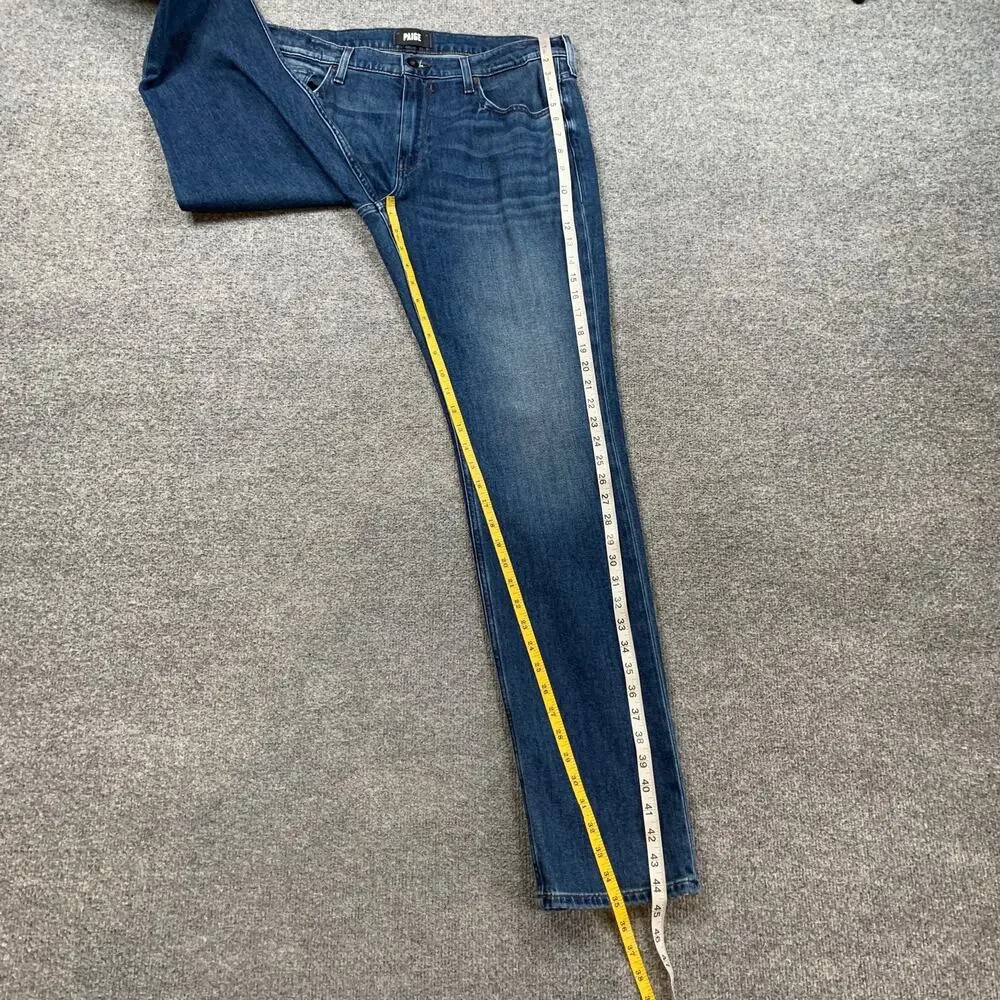 Paige Jeans Mens 33 Blue Federal Boxter Slim Fit Whiskered Stretch Medium Wash